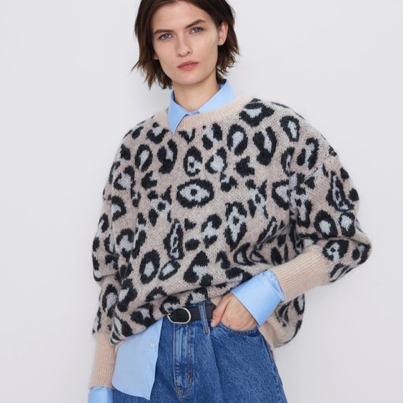 zara leopard sweater